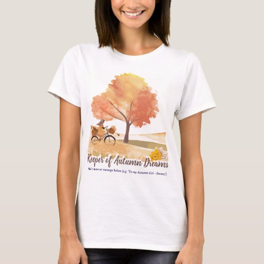 Keeper of Autumn Dreams | カスタマイズ可能な彼女への秋の贈り物 Tシャツ (正面)