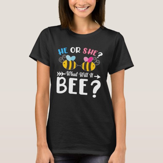 Keeper of Gender Reveal What Will it Bee He or She Tシャツ (正面)