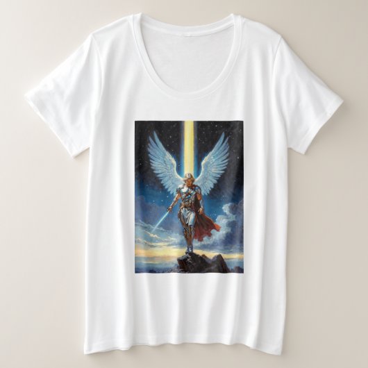 Keeper of the Celestial Gate Archangel Michael プラスサイズTシャツ (デザイン正面)