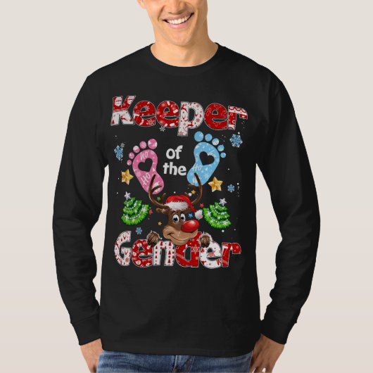 Keeper Of The Gender Christmas Tree Reindeer Holid Tシャツ (正面)