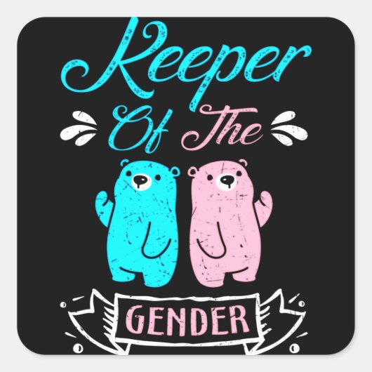 Keeper of the Gender Pink and Blue Teddy Bear スクエアシール (正面)