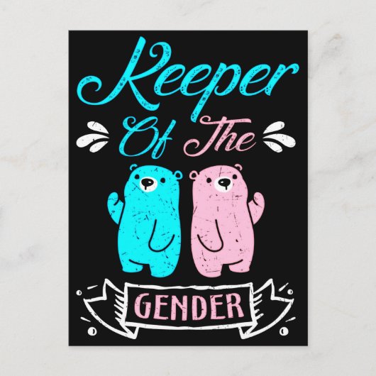 Keeper of the Gender Pink and Blue Teddy Bear ポストカード (正面)