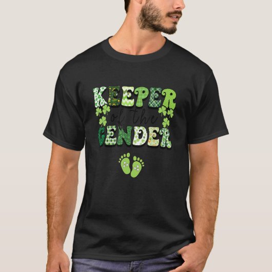 Keeper Of The Gender Reveal Baby Pregnancy St Patr Tシャツ (正面)