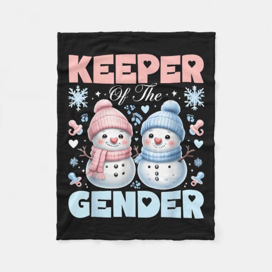 Keeper Of The Gender Reveal Baby Shower Snowman Ch フリースブランケット (正面)