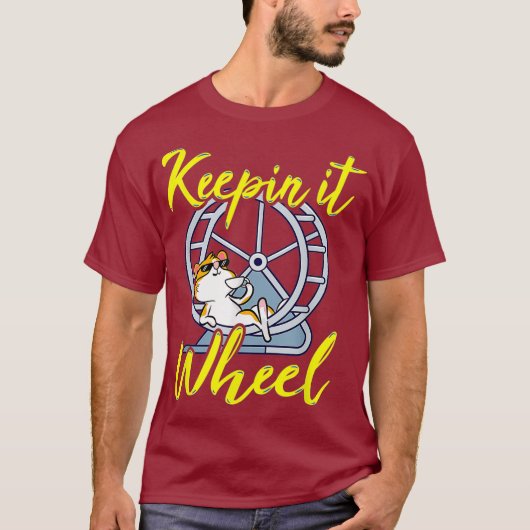 Keepin it Wheel - Hamster愛おもしろい者かわいいパン Tシャツ (正面)