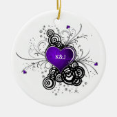 Keepsakを結婚するオーナメントのデキセドリン錠の黒の渦巻 セラミックオーナメント (正面)