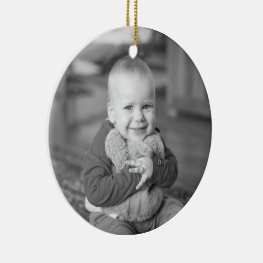 Keepsakeの初めてのクリスマス写真の緑 セラミックオーナメント (右)