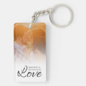 Keepsakeカップルの写真と文字名Script Love キーホルダー (裏面)