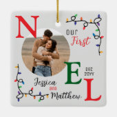 Keepsakeカップルフォトフェスティバルカラフルファーストノエル セラミックオーナメント (裏面)
