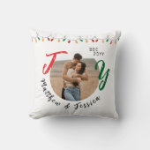 Keepsakeカップル写真ホワイトジョイフェスティバルクリスマス クッション (正面)