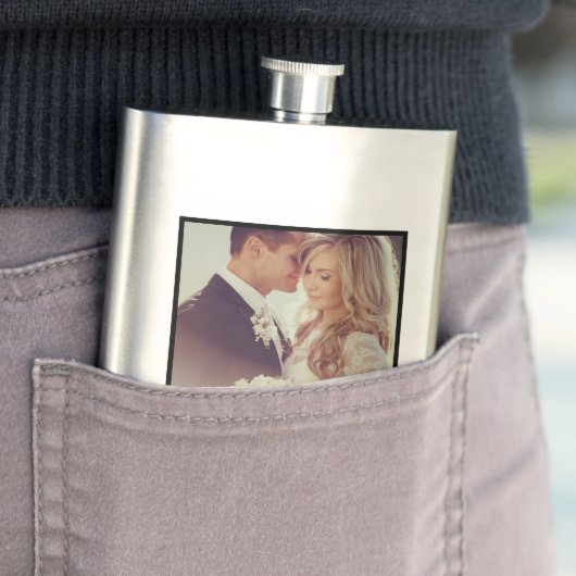 Keepsakeパーソナライズされたの写結婚真とモノグラム フラスク (インサイチュ)