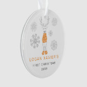 Keepsakeベビーの初めてのクリスマストナカイ写真 オーナメント (正面)