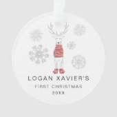 Keepsakeベビーの初めてのクリスマストナカイ写真 オーナメント (正面)
