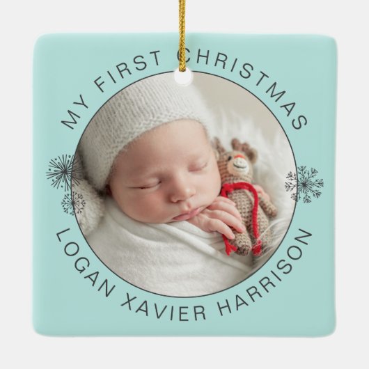 Keepsakeベビーの初めてのクリスマス写真 セラミックオーナメント (裏面)