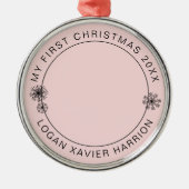 Keepsakeベビーの初めてのクリスマス写真 メタルオーナメント (正面)