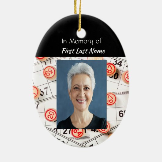 Keepsakeメモリーフォト祈りの言葉ビンゴゲーム セラミックオーナメント (裏面)