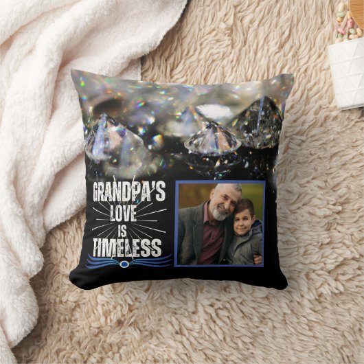 Keepsakeモダン祖父おじいちゃん家族の写真 クッション (ブランケット)