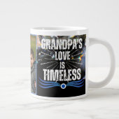 Keepsakeモダン祖父おじいちゃん家族の写真 ジャンボコーヒーマグカップ (右)