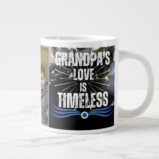 Keepsakeモダン祖父おじいちゃん家族の写真 ジャンボコーヒーマグカップ (右)