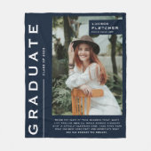 Keepsake写真&引用文卒業ギフトNavy Blue フリースブランケット (正面)