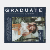 Keepsake写真&引用文卒業ギフトNavy Blue フリースブランケット (正面(横))