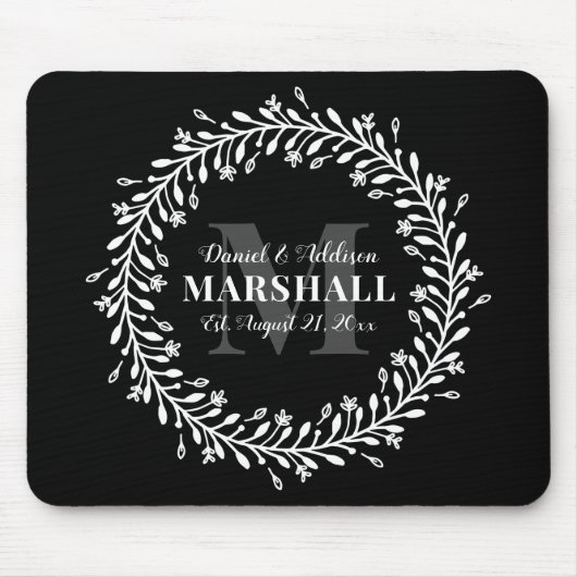 Keepsake新婚カップルリースモノグラム名 マウスパッド (正面)