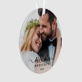 Keepsake書道2枚の写真初めてのクリスマス オーナメント (正面)