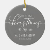 Keepsake私たちの初めてのクリスマス写真 セラミックオーナメント (正面)