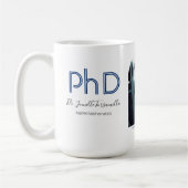 Keepsake モダン Blue Photo PhD卒業 コーヒーマグカップ (左)