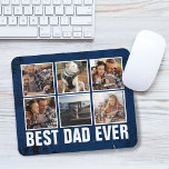 Keepsake 最高のパパEver Father's Dayフォトコラージュ マウスパッド<br><div class="desc">ダークはっきりしたブルーを重ね最高のるグリッド上の3つの正方形の写真と白いサンセリフのフォントで「パパは今まで」と。</div>