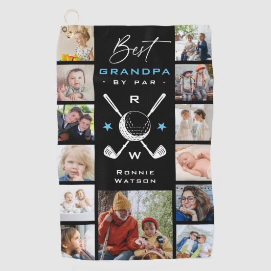 Keepsake '最高の Grandpa by Par' 13 x Photo Collage ゴルフタオル (正面)