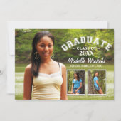 Keepsake 3フォトモダン文字オーバーレイ卒業 招待状 (正面)