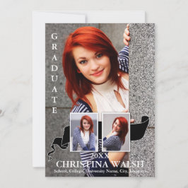 Keepsake 3 Photo Black Ribbon卒業 招待状