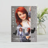 Keepsake 3 Photo Black Ribbon卒業 招待状 (スタンド正面)