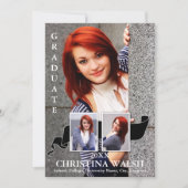 Keepsake 3 Photo Black Ribbon卒業 招待状 (正面)