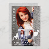 Keepsake 3 Photo White Ribbon卒業 招待状 (正面/裏面)