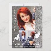 Keepsake 3 Photo White Ribbon卒業 招待状 (正面)