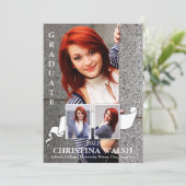 Keepsake 3 Photo White Ribbon卒業 招待状 (スタンド正面)