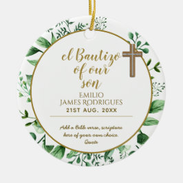 Keepsake Baptism BAUTIZOギフト金ゴールドと聖なる書物、 経典 セラミックオーナメント