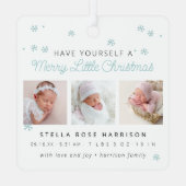 Keepsake Birth Announcement Little Christmas メタルオーナメント (裏面)