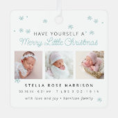 Keepsake Birth Announcement Little Christmas メタルオーナメント (正面)
