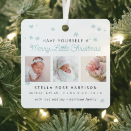 Keepsake Birth Announcement Little Christmas メタルオーナメント