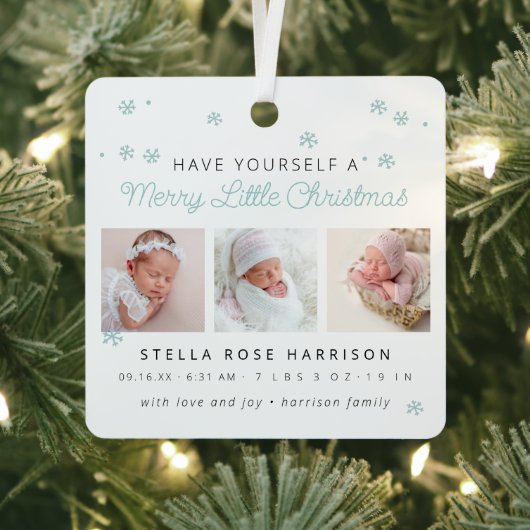 Keepsake Birth Announcement Little Christmas メタルオーナメント (インサイチュ)