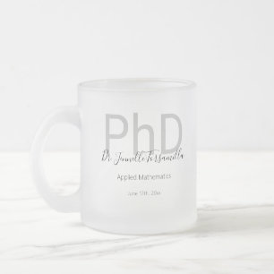 Keepsake Black Gray Name PhD Gradation フロストグラスマグカップ