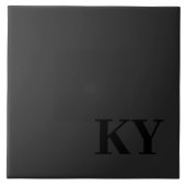 Keepsake Ceramic Tile - Initials, Black, Dark Grey タイル (正面)