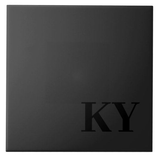 Keepsake Ceramic Tile - Initials, Black, Dark Grey タイル (正面)