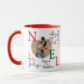 Keepsake Couples Photo Festive Colorful First Noel マグカップ (左)