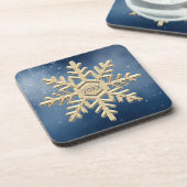 Keepsake Dated金ゴールドスノーフレークon Blue コースター (左側)