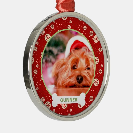 Keepsake Dogフォトクリスマスホリデーパーソナライズされた メタルオーナメント (右)