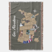 Keepsake Family Travel USA Photo Collage Throw Bla スローブランケット (正面縦)